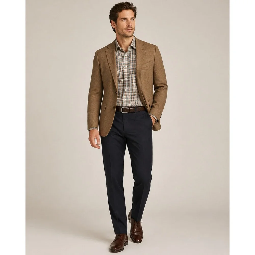 Banana‎ Republic Button Front Shirt Mens Medium Slim Fit Brown Plaid Cotton